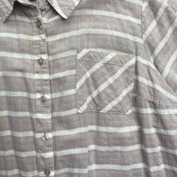 Torrid Women's Tan & White Striped Button Front Gauze Blouse Plus Size 3X - Picture 6 of 9